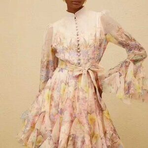 Zimmerman Long Sleeve Wrap Mini Dress